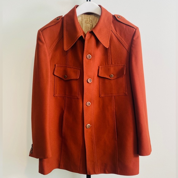 70s Vintage Shacket w/ Contrasting Stitch by Malibu Clothes Beverly Hills Size L - Picture 7 of 12